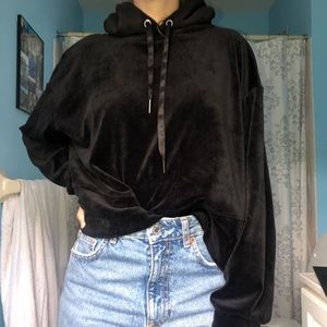 Urban Outfitters Black Velvet Hoodie
